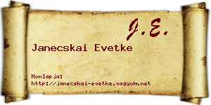 Janecskai Evetke névjegykártya